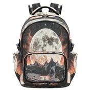 25L PVC Casual Backpack, Waterproof Large Capacity Backpack for Student Commute & Short Trips Wolf Of The Night