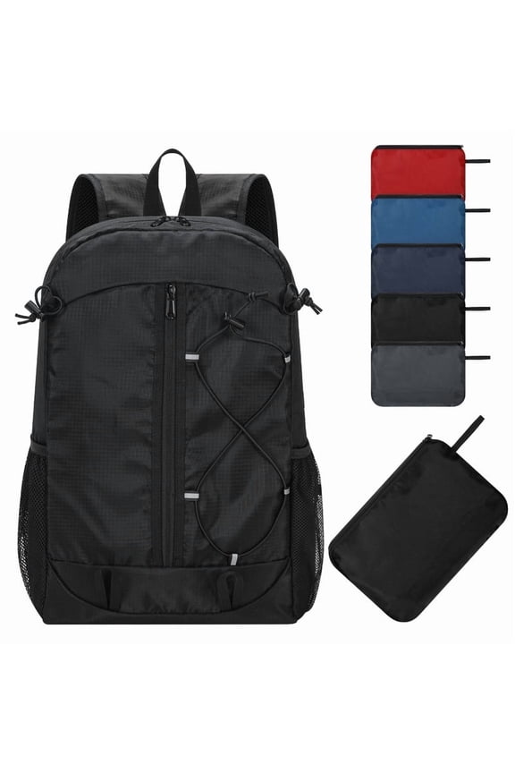 25L Packable Hiking Backpack - Lightweight Foldable Backpack Water Resistant Daypack for Outdoor, Camping, Sports (Black)