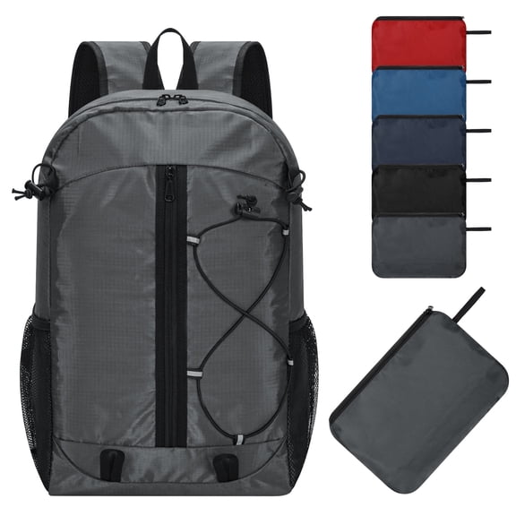 25L Packable Hiking Backpack - Lightweight Foldable Backpack Water Resistant Daypack for Outdoor, Camping, Sports (Grey)