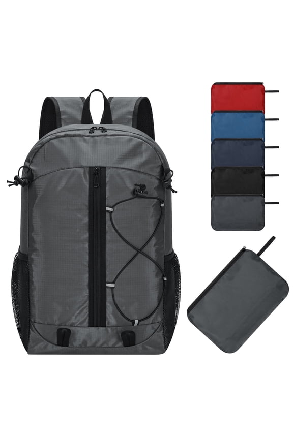 25L Packable Hiking Backpack - Lightweight Foldable Backpack Water Resistant Daypack for Outdoor, Camping, Sports (Grey)