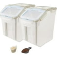 thumbnail image 1 of 25LB Large Flour Storage Container Bin ,2 Pack Airtight Plastic with Wheels Seal Locking Lid Dispenser Organizer Storage Bin with Measuring Cup & Scoop for Flour, Rice, Grain 50LBS Total, 1 of 12