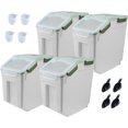 thumbnail image 1 of 25LB Large Flour Storage Container Bin,Green Airtight Plastic with Wheels Seal Locking Lid Dispenser Organizer Storage Bin with Measuring Cup & Scoop for Flour, Rice, Grain，Set of 4, 1 of 14