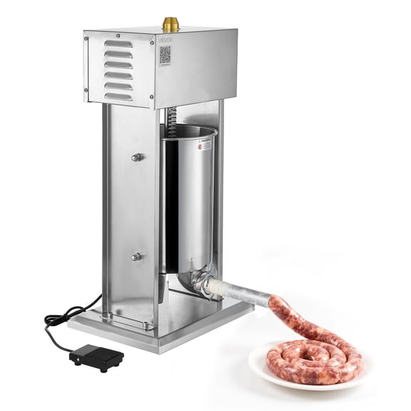 25LBS/12L Electric Meat Stuffer, Heavy-Duty Stainless Steel Sausage Filler with Foot Switch & Stepless Speed Control, Includes 4 Stuffing Tubes for Home & Commercial Use