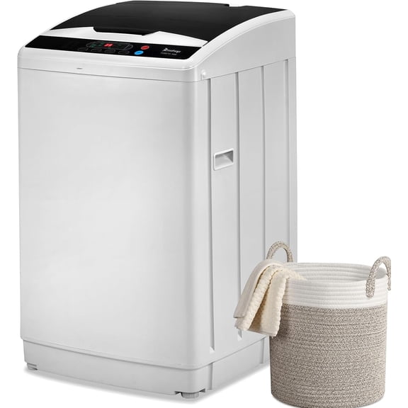 25LBS Portable Washing Machine, Full-Automatic Electric Laundry Machine with Stainless Steel Drum, Compact Washer and Spin Dryer Combo with Drain Pump for Home, Apartment
