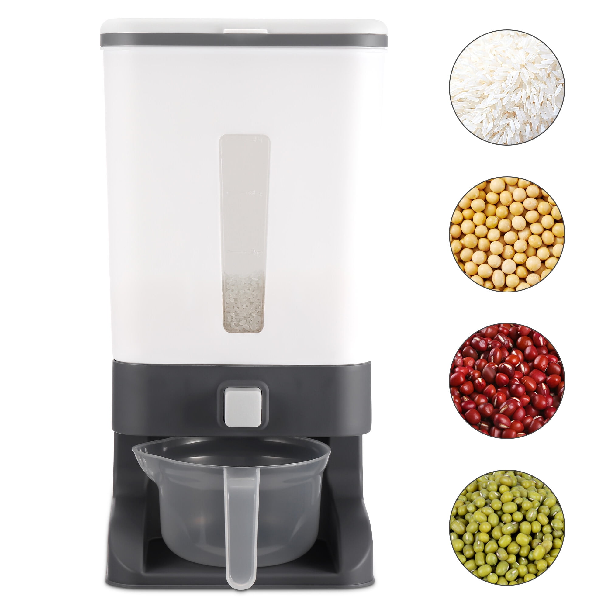 25Lbs Rice Dispensers, Oyajia Large Grain Container Storage with Lid Measuring Cylinder Moisture