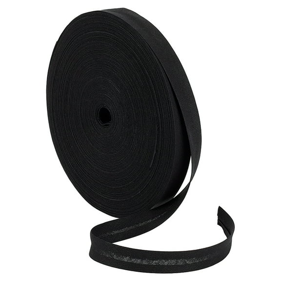 25M Cotton Double Fold Bias Tape for Home Decoration Wrapping Gifts & DIY Crafts Decoration Flat Black 1/2 inch(12mm)