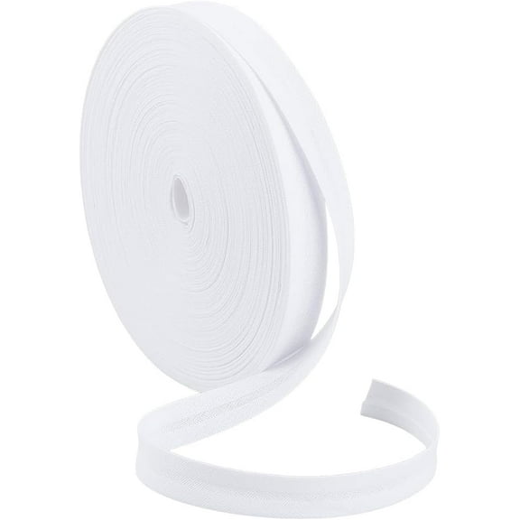 25M Cotton Double Fold Bias Tape for Home Decoration Wrapping Gifts & DIY Crafts Decoration Flat White 1/2 inch(12mm)