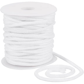 25M Polycotton Soft Drawstring Rope Replacement Drawstring Cord for Coats Pants Shorts with 1pc Plastic Spool White 6mm about 27.34 Yards(25m)/Roll Polycotton