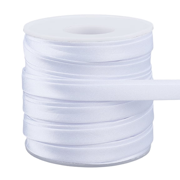 25M Satin Piping Trim Cheongsam Piping Ribbon Clothing Decoration 1Pc Plastic Empty Spools White 1/4 inch(8mm) about 27.34 Yards(25m)/Set