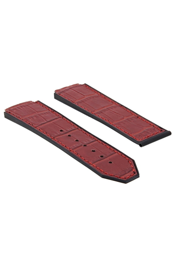 25MM ALLIGATOR LEATHER RUBBER BAND STRAP FOR HUBLOT FUSION H BIG BANG WATCH RED
