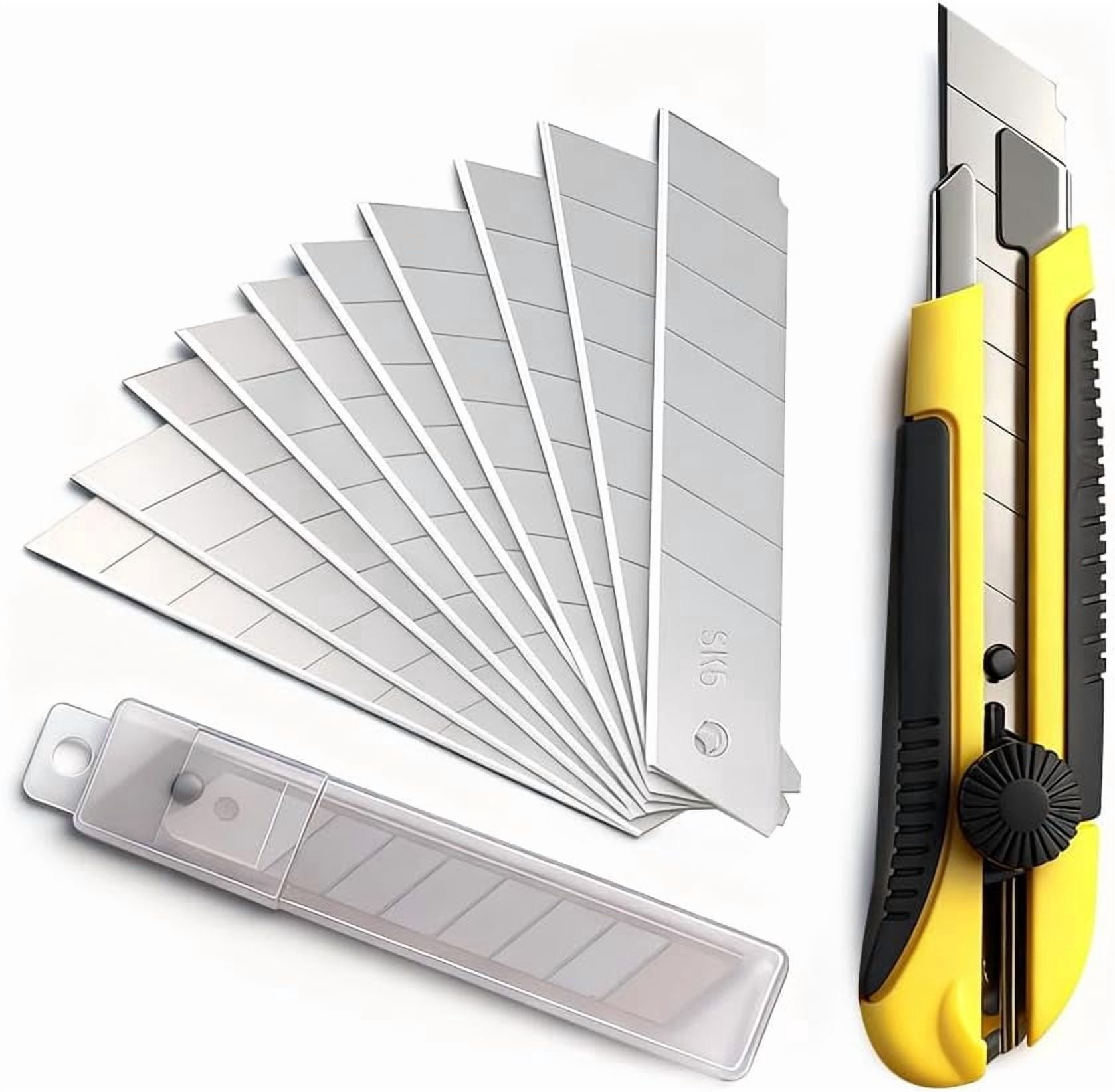 25MM Heavy Duty Utility Knife, Box Cutter with 10pcs -5 Retract Blades, Snap-Off Cutters with Rubber Grip for Cardboard, Boxes, DIY Crafts