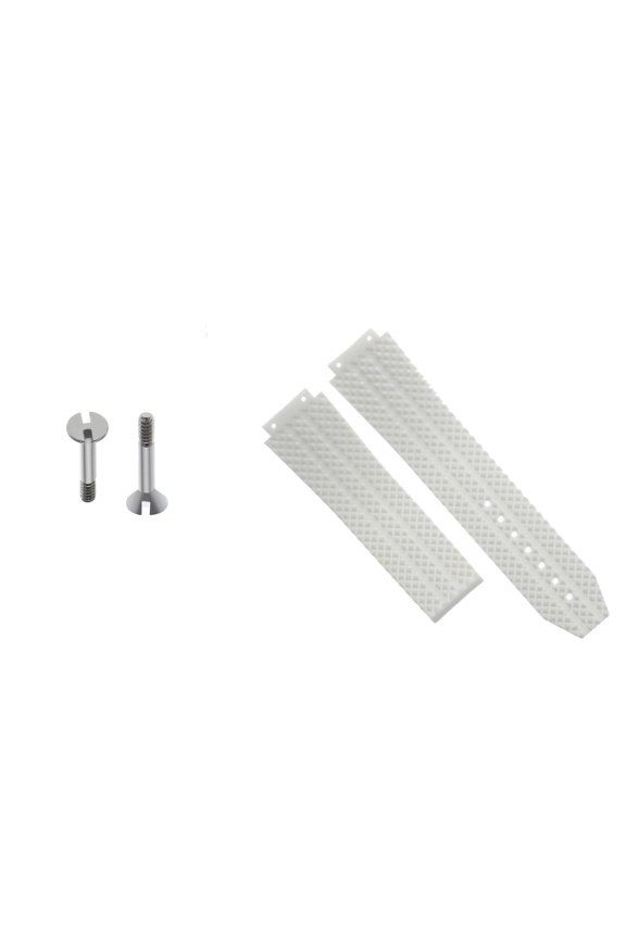 25MM RUBBER WATCH BAND STRAP FOR HUBLOT H BIG BANG DEPLOYMENT + 2 SCREW WHITE