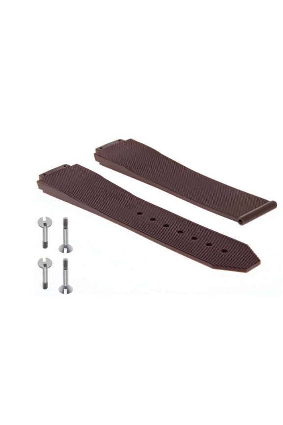 25MM RUBBER WATCH STRAP BAND FIT FOR HUBLOT H BIG BANG WATCH BROWN + 4 SCREW