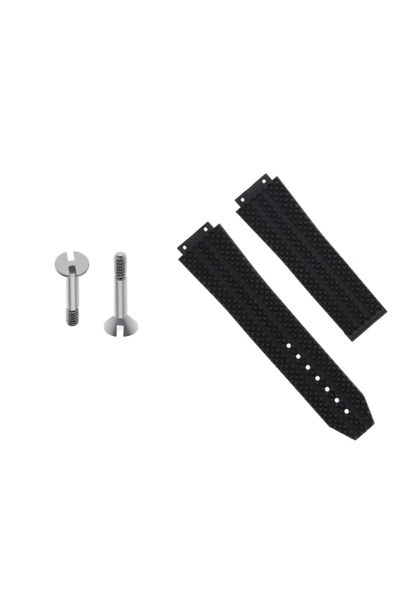 25MM RUBBER WATCH STRAP BAND FOR HUBLOT CERAMIC H BIG BANG WATCH BLACK +2 SCREW