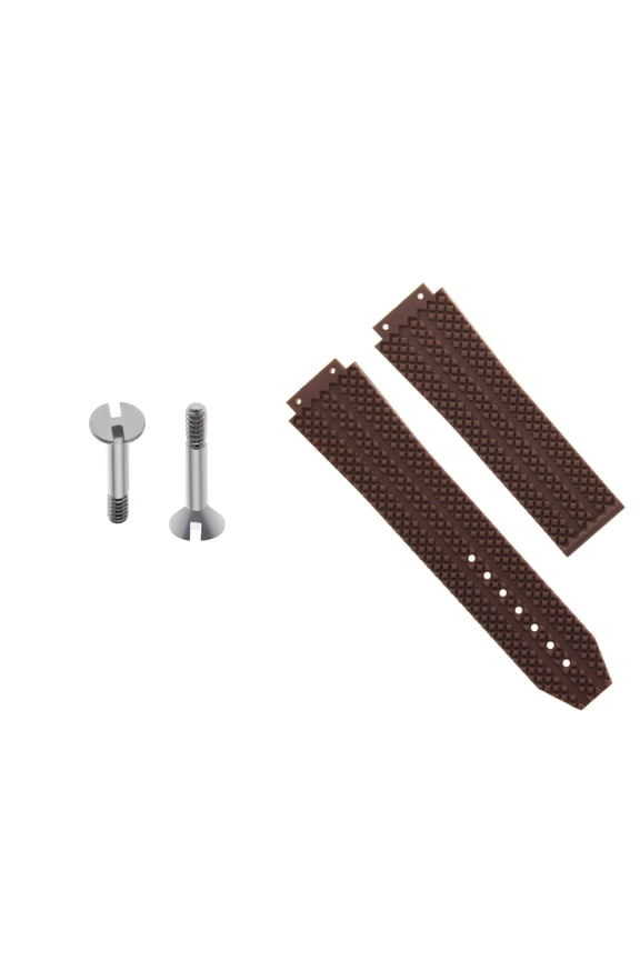 25MM RUBBER WATCH STRAP BAND FOR HUBLOT CERAMIC H BIG BANG WATCH BROWN + 2 SCREW