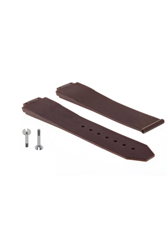 25MM RUBBER WATCH STRAP BAND FOR HUBLOT FUSION H BIG BANG WATCH BROWN + 2 SCREW