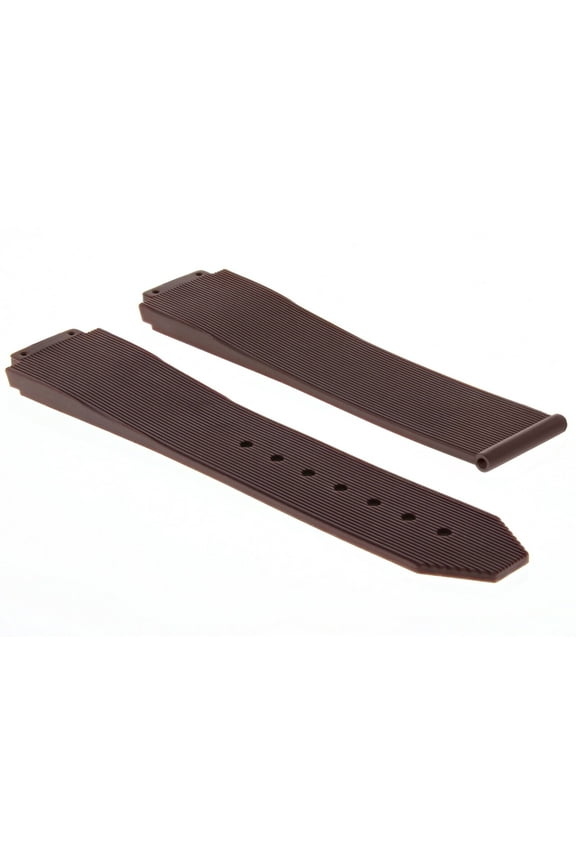 25MM RUBBER WATCH STRAP BAND FOR HUBLOT H BIG BANG WATCH DEPLOYMENT CLASP BROWN