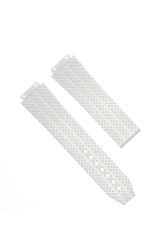 25MM SILICONE RUBBER WATCH BAND DEPLOYMENT CLASP TIRE STRAP FOR HUBLOT WHITE