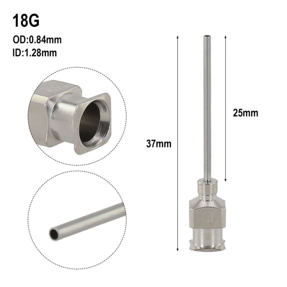 25Mm Dispensing Machine Needle Stainless Steel Dispensing Needle Industrial Glue Injection Needle For High Temperature Hand Tool 18G Fangkenuo