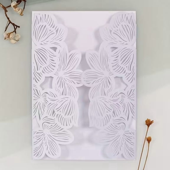 25PC Elegant Laser Cut Invitations - Premium Pearlescent Double-Sided Paper for Weddings, Anniversaries, Valentine's Day & Special Occasions with Matching Envelopes