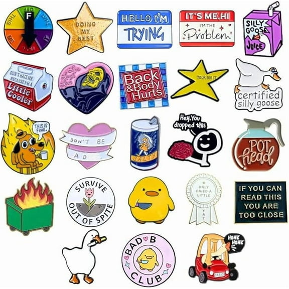 25PC Funny Enamel Pins Bulk Cute Fun Cool Button Brooch Lapel Pin Set Pack Meme Sarcastic Decorative Novelty For Backpack Bagpack Bags Hat Jacket Purse Vest Lanyard Adults Work Coworkers Gifts