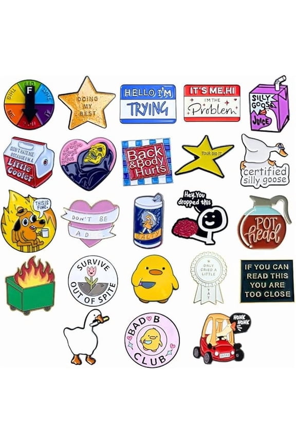 25PC Funny Enamel Pins Bulk Cute Fun Cool Button Brooch Lapel Pin Set Pack Meme Sarcastic Decorative Novelty For Backpack Bagpack Bags Hat Jacket Purse Vest Lanyard Adults Work Coworkers Gifts