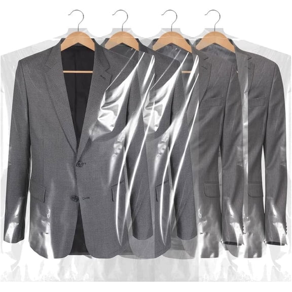 25PCS 35.5 Inch Plastic Garment Bag-Plastic Clear Dry Cleaner Laundry Bags for Clothes Cover Hanging Clothes Storage for Coat Suit Shirt Jacket Skirt