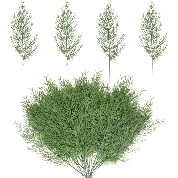 25PCS/ 40PCS / 60PCS Artificial Pine Leaves Branches-13.7 Inches Fake Greenery Pine Sprigs-Faux Picks for DIY Garland Wreath Christmas Embellishing and Home Garden Decoration