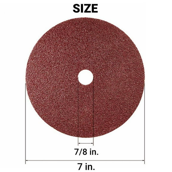 25PCS 7"x7/8" Calcined A/O Resin Fiber Sanding Grinding Disc 24 Grit