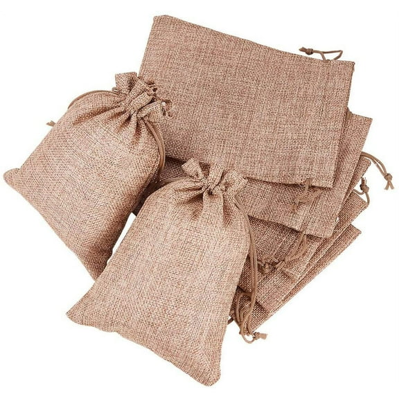 25PCS Burlap Bags with Drawstring Gift Bags Jewelry Pouch for Wedding Party Treat and DIY Craft - 7 x 5 Inch Linen