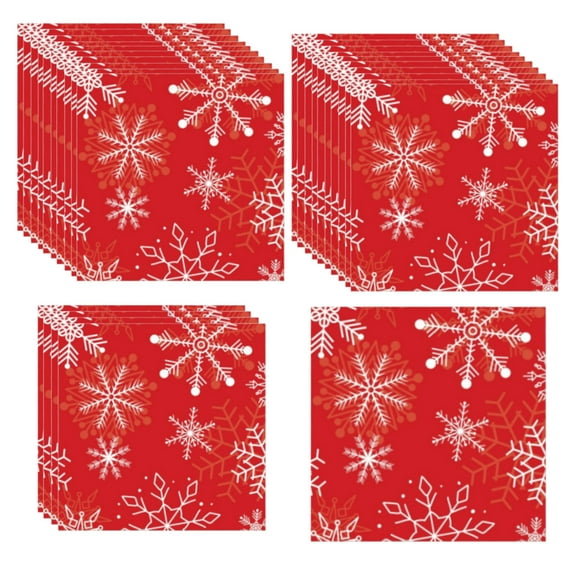 25PCS Christmas Snowflake Paper Napkins – Soft Disposable Tableware for Winter Holiday, Xmas Party, Birthday or Year-End Events – 6.7” Festive Paper Towels