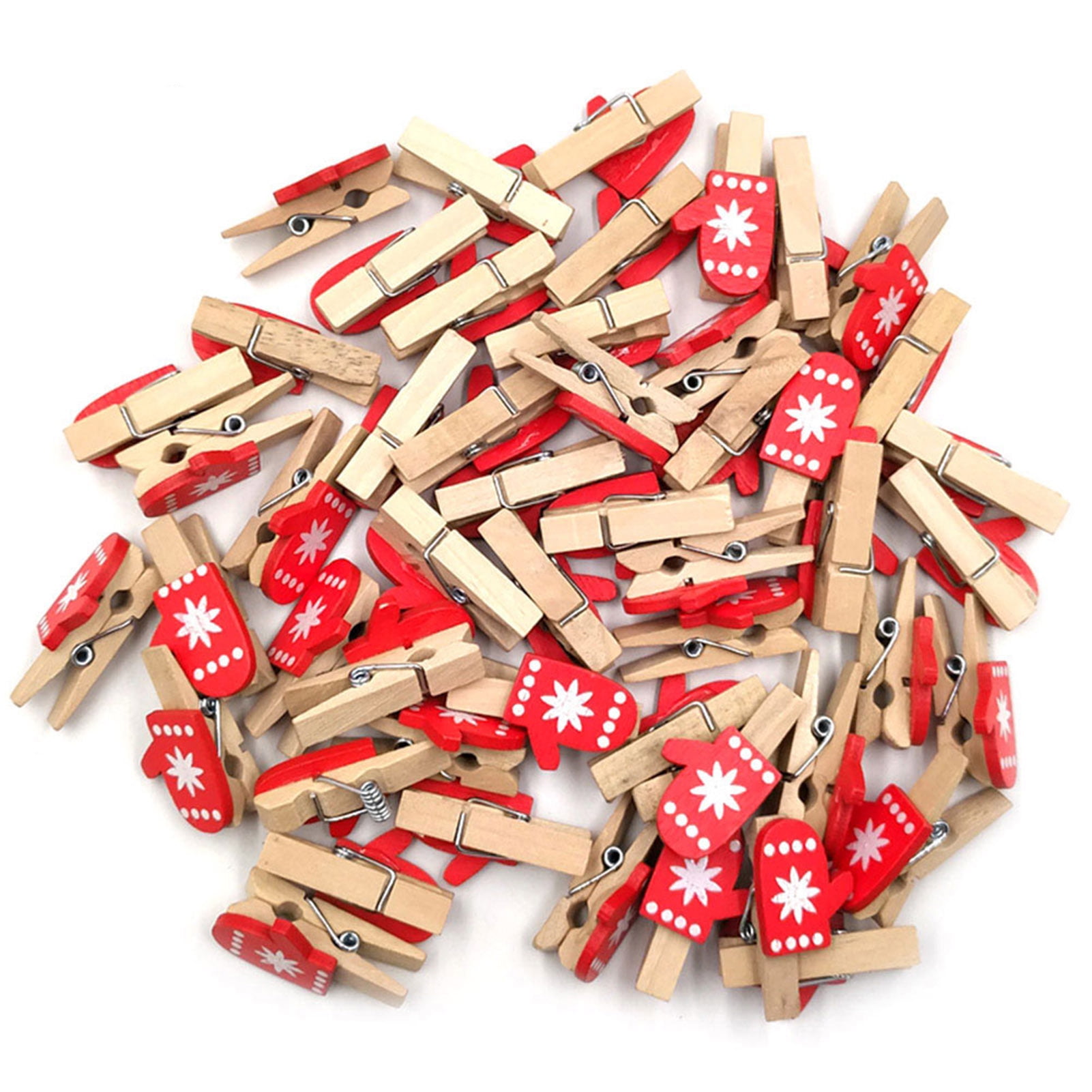 Mini Snowflake Clips 25PCS Christmas Wooden Clothespins, Mini Snowflake Photo Clips, Mini ...