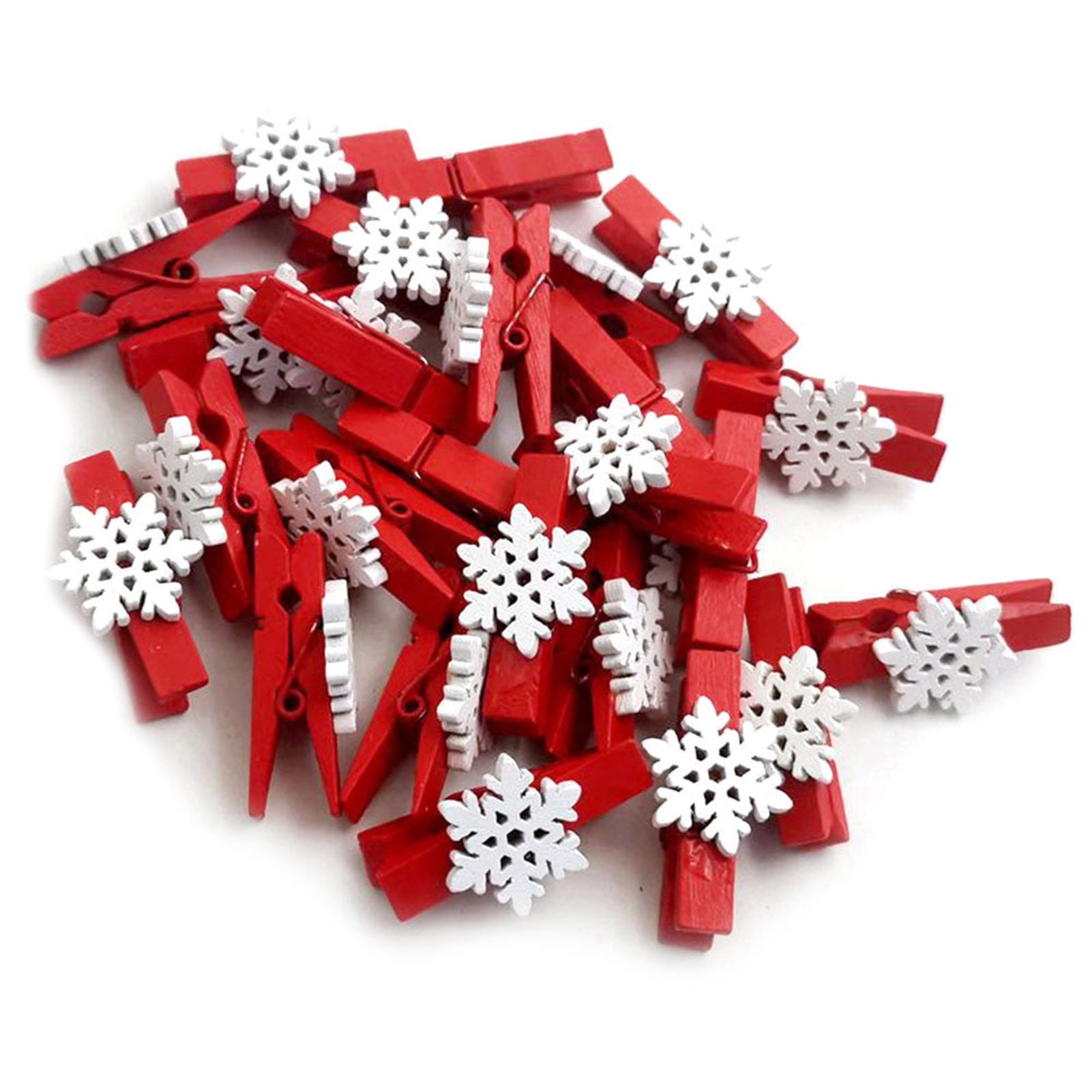 Mini Snowflake Clips 25PCS Christmas Wooden Clothespins, Mini Snowflake Photo Clips, Mini ...