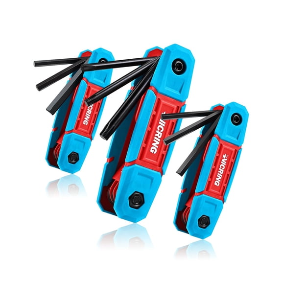 25PCS Folding Allen Wrenches Sets SAE, Metric and Torx Hex Key Set 3Pack Portable Hex for DIY and Basic Home Repair