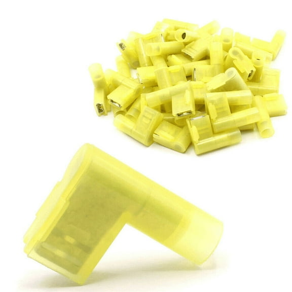 25PCS Fully Insulated 12-10AWG Wire Connectors Crimp Nylon Flag Spade Terminals