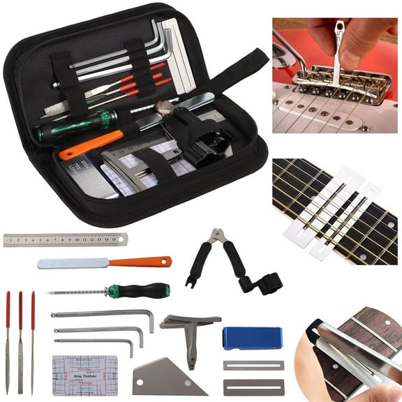 25PCS Guitar Repair Tools, Guitar Maintenance Kit, Electric Guitar Repairing Tools, String Instrument Set up Adjustment Kit, Luthier Tools for Guitar Ukulele Bass Banjo, Guitar Enthusiast Gift