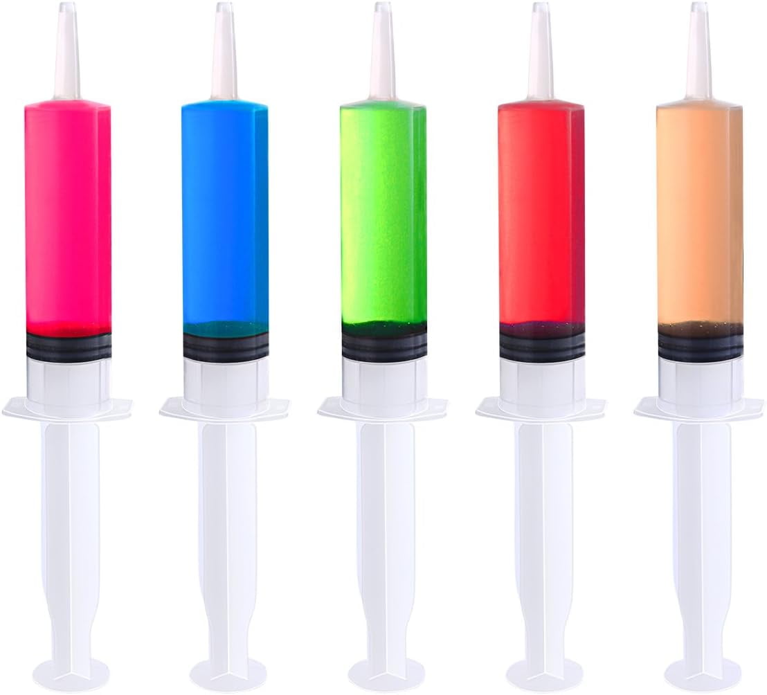 25PCS Halloween Jelly Syringes Shot, 2 oz Jello Shot Plastic Syringes with Tip Cap, Resuable Plastic Syringes for Liquid, Jelly Party Syringes for Halloween, Thanksgiving Day Christmas