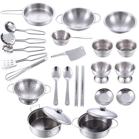 Xiyztok 25Pcs Kitchen Play Toys Cooking Utensils Pots Pans Accessories Children Puzzle Game Play House Toys Simulation Kitchen Appliances