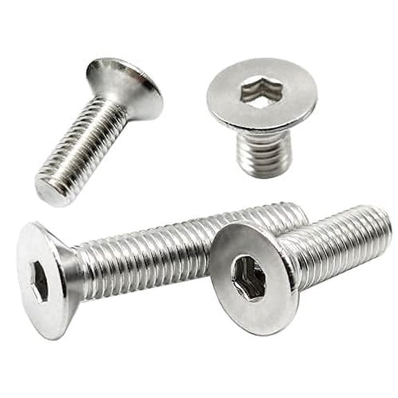 25PCS M4 x 40mm Flat Head Socket Cap Screws Bolts, Stainless Steel 18-8 (304), Bright Finish, Allen Socket Drive,Machine Screws Inner Hex Screw Fasteners Bolts, Silver, M4x40mm (25PCS)