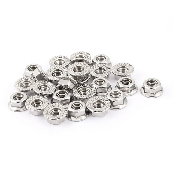 25PCS M8 Thread Diameter Stainless Steel Serrated Hex Flange Locknuts