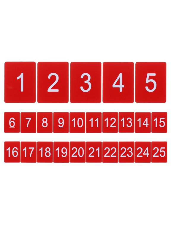 25PCS Rectangle Number Tags 1-25, 3x4CM Number Key Tags Plastic Numbered Tags Key Tags Keychain for Organizer Drawing Prizes Field Sales Clothes Labels, Red