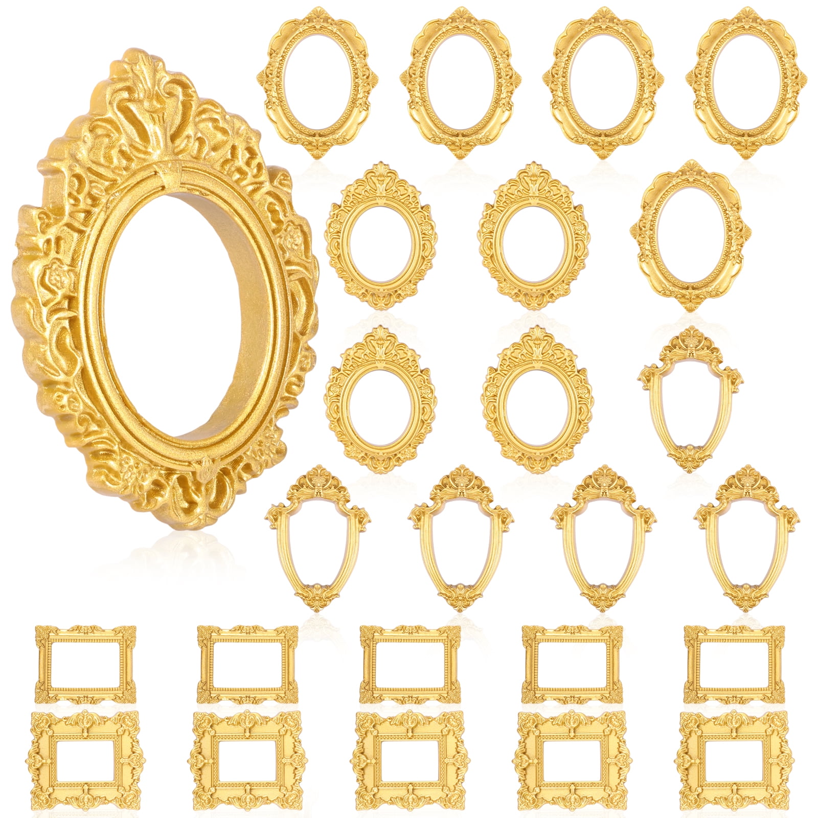 25PCS Small Antique Photo Frame Resin Mini Vintage Picture Frames Oval ...