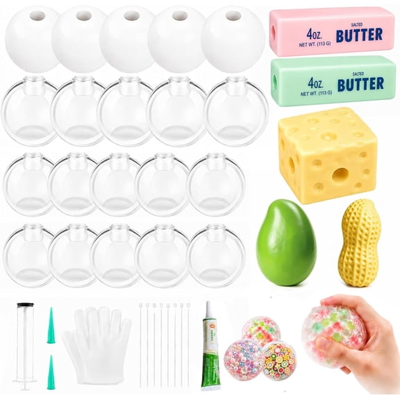 25PCS Squishy Making Kit DIY Squishy Maker Skin, Premium DIY Squishy Craft Kit With Plugs, Vacuum Tool And Expander, Design Your Own Unique Squishy Stress Balls At Home