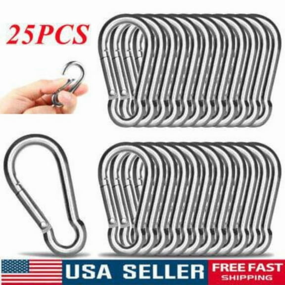 25PCS Stainless Steel Carabiner Clip Snap Hook Spring Karabiner Carrabin Carbine