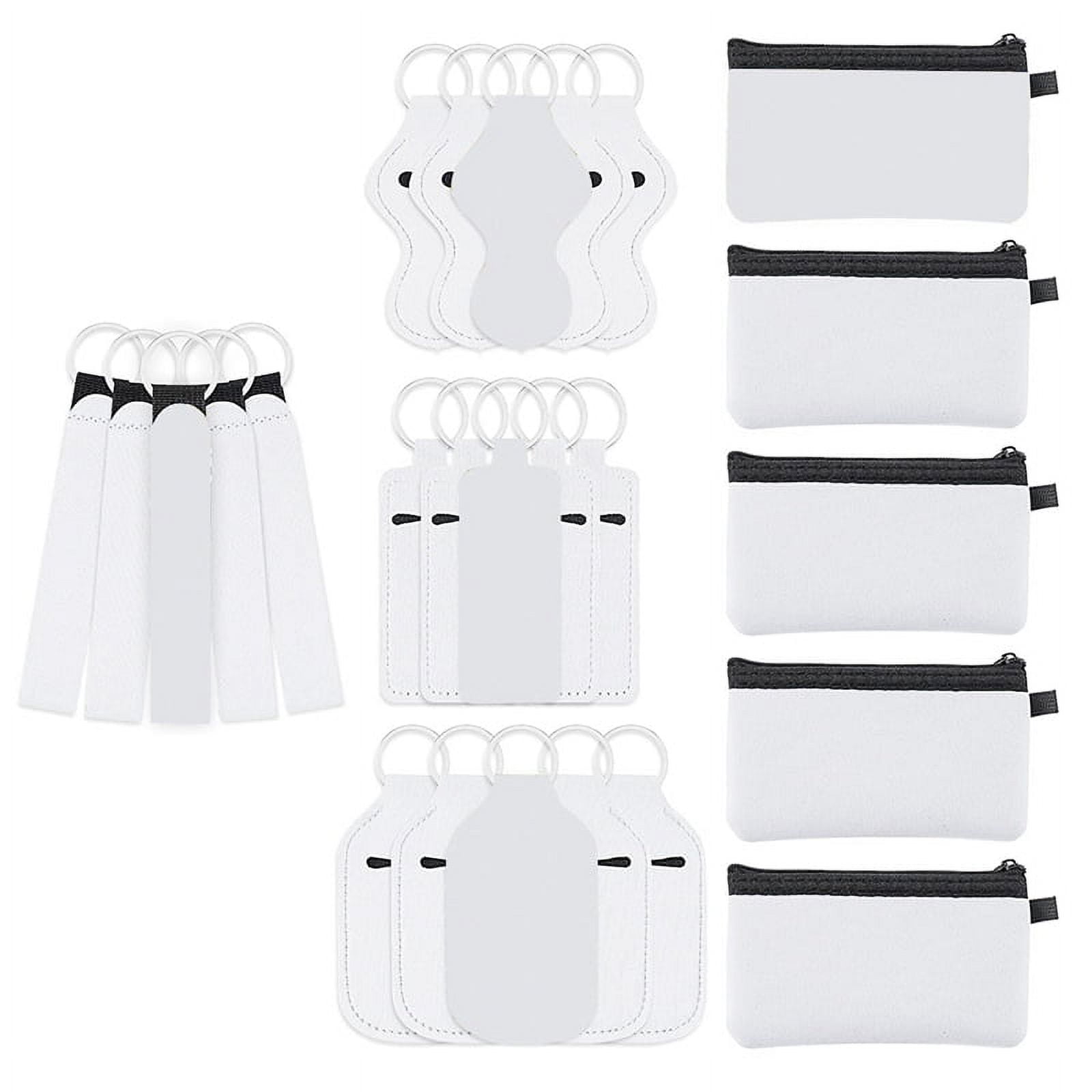 25PCS Sublimation Blanks Wristlet Set, , Lipstick Holder Keychain,Makeup Pouch, Keychain Holder for DIY Craft Gift