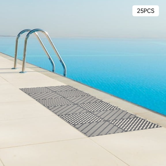 25PCS Tiles Interlocking Graphite Drainage Tiles 12x12x0.5 Inches Deck Tiles