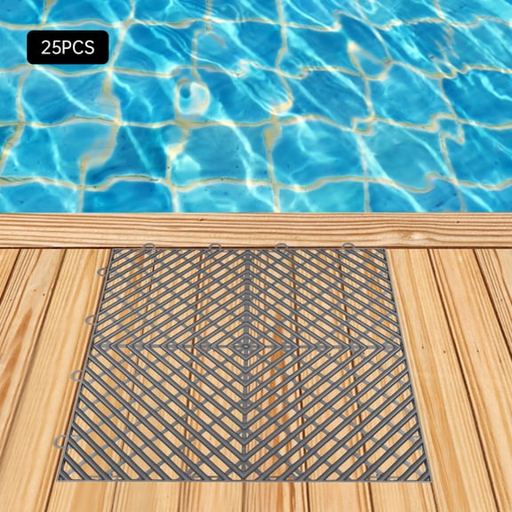 25PCS Tiles Interlocking Graphite Drainage Tiles Deck Tiles 12x12x0.5 Inches