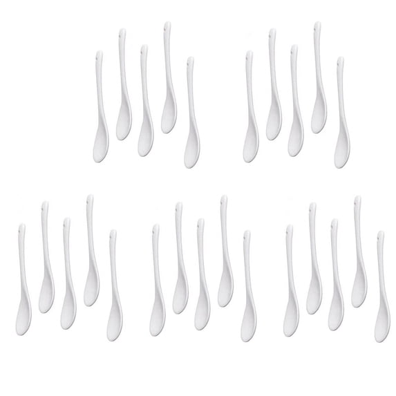 25PCS White Porcelain Egg Spoons Ceramic Spoons Coffee Spoon Dessert Spoon Dip Serving Spoon