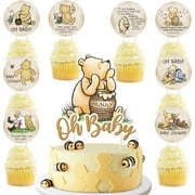 25PCS Winnie Pooh Cupcake Toppers Cake Toppers, Happy Birthday Party Supplies Cake Decorations for, Kids Birthday Party