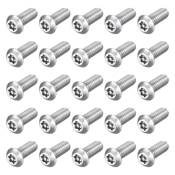 25Pack 1/4-20 x 5/8" Torx Security Machine Screws Bolt, Silver Tone